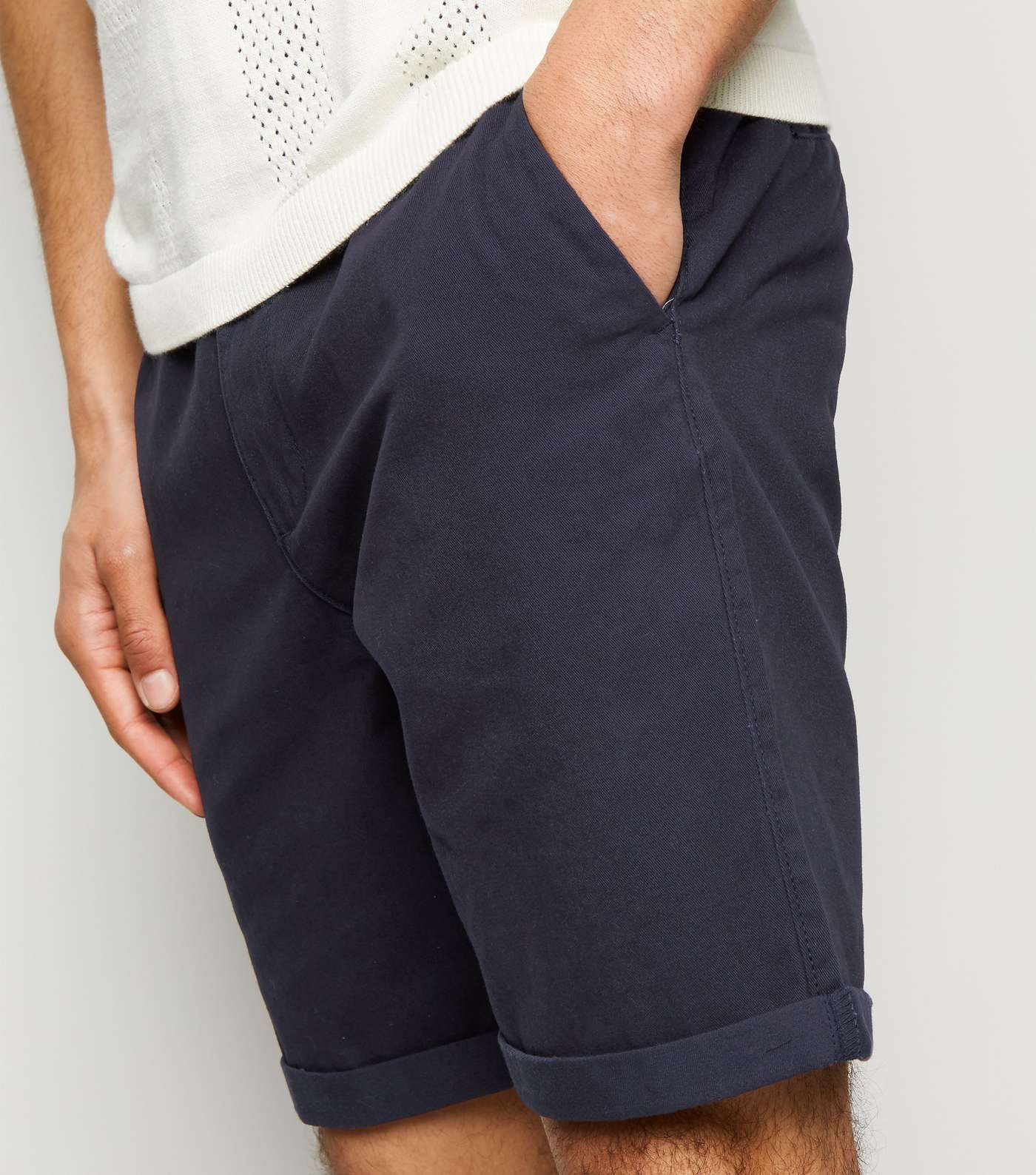 Navy Shorter Length Chino Shorts Image 5