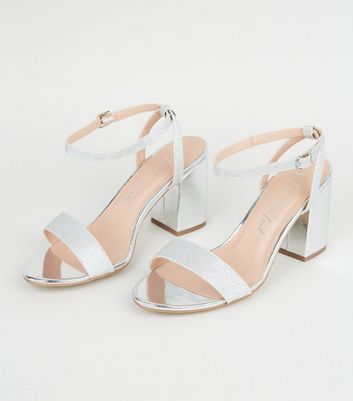 silver mid heel shoes wide fit