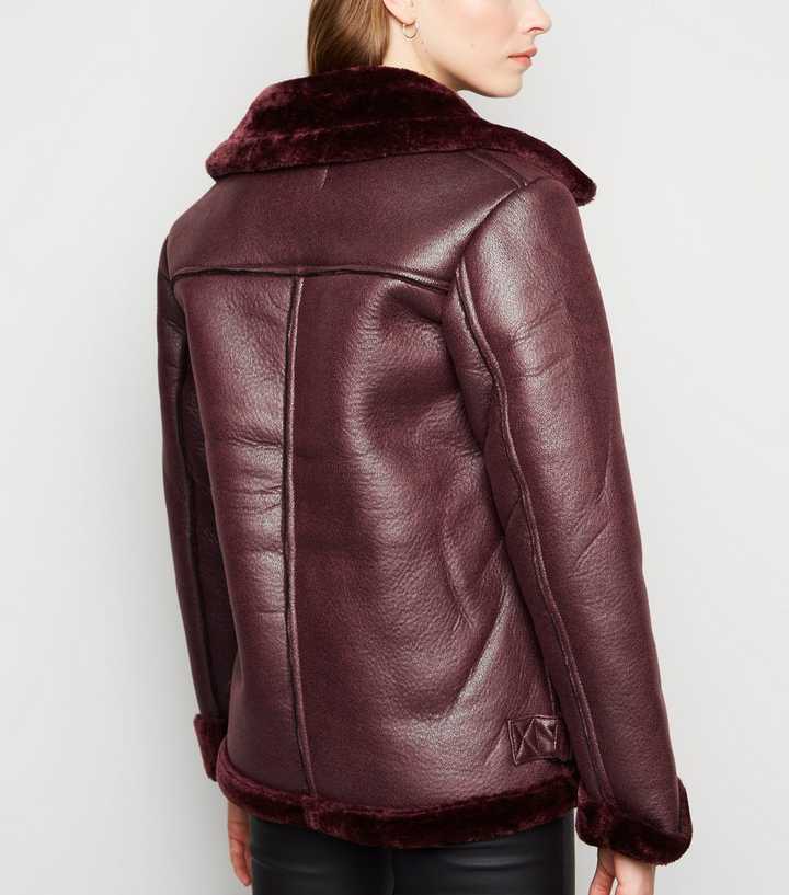 Petite Faux Fur Seam Detail Aviator Jacket