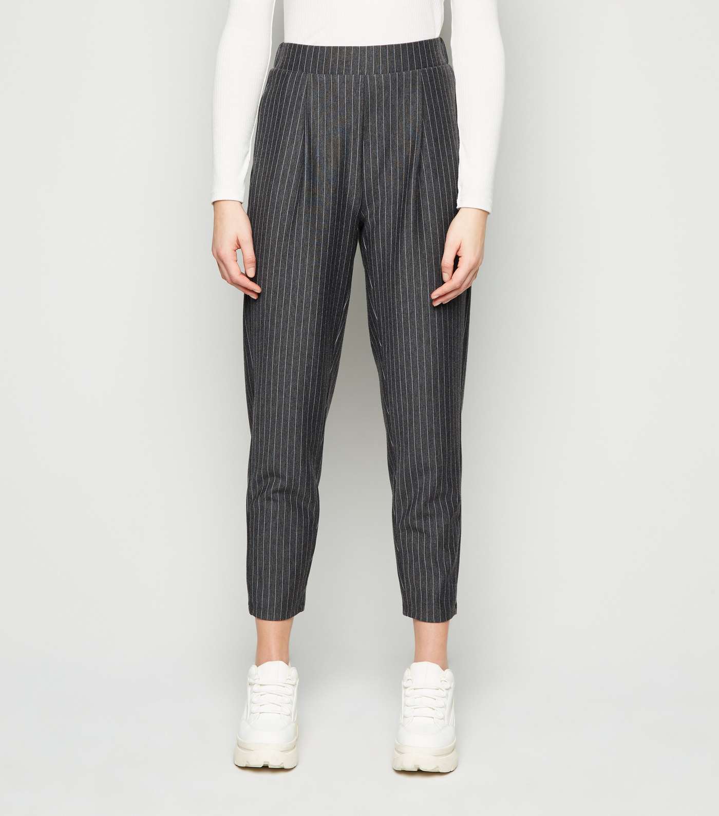 Grey Pinstripe Trousers Image 2