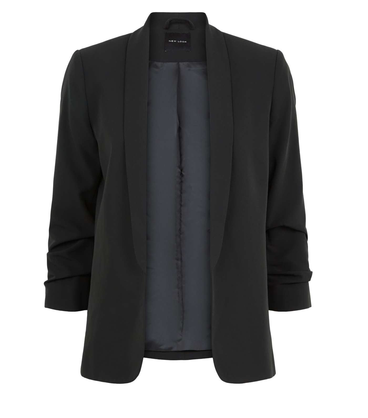 Black Ruched Sleeve Blazer  Image 4