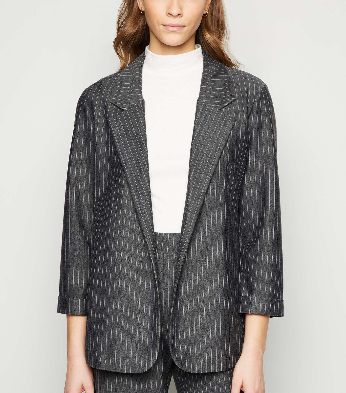 Grey Pinstripe Jersey Blazer