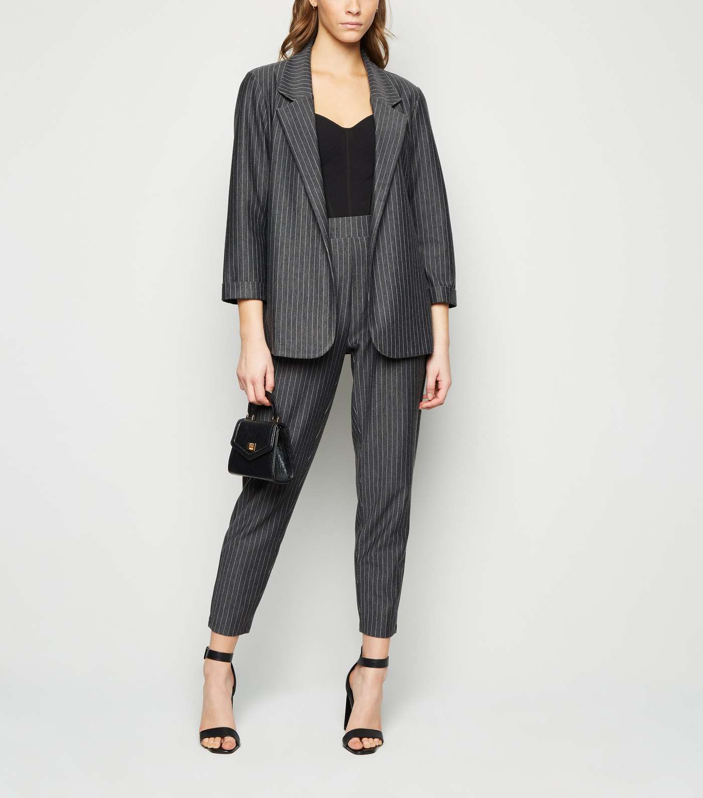 Grey Pinstripe Jersey Blazer Image 5