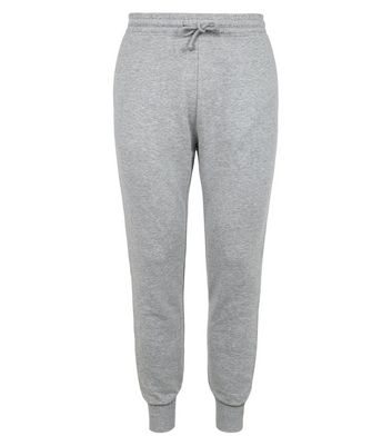 Image of Grey Marl Elasticated Waist Cuffed Joggers New Look