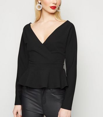 new look black peplum top