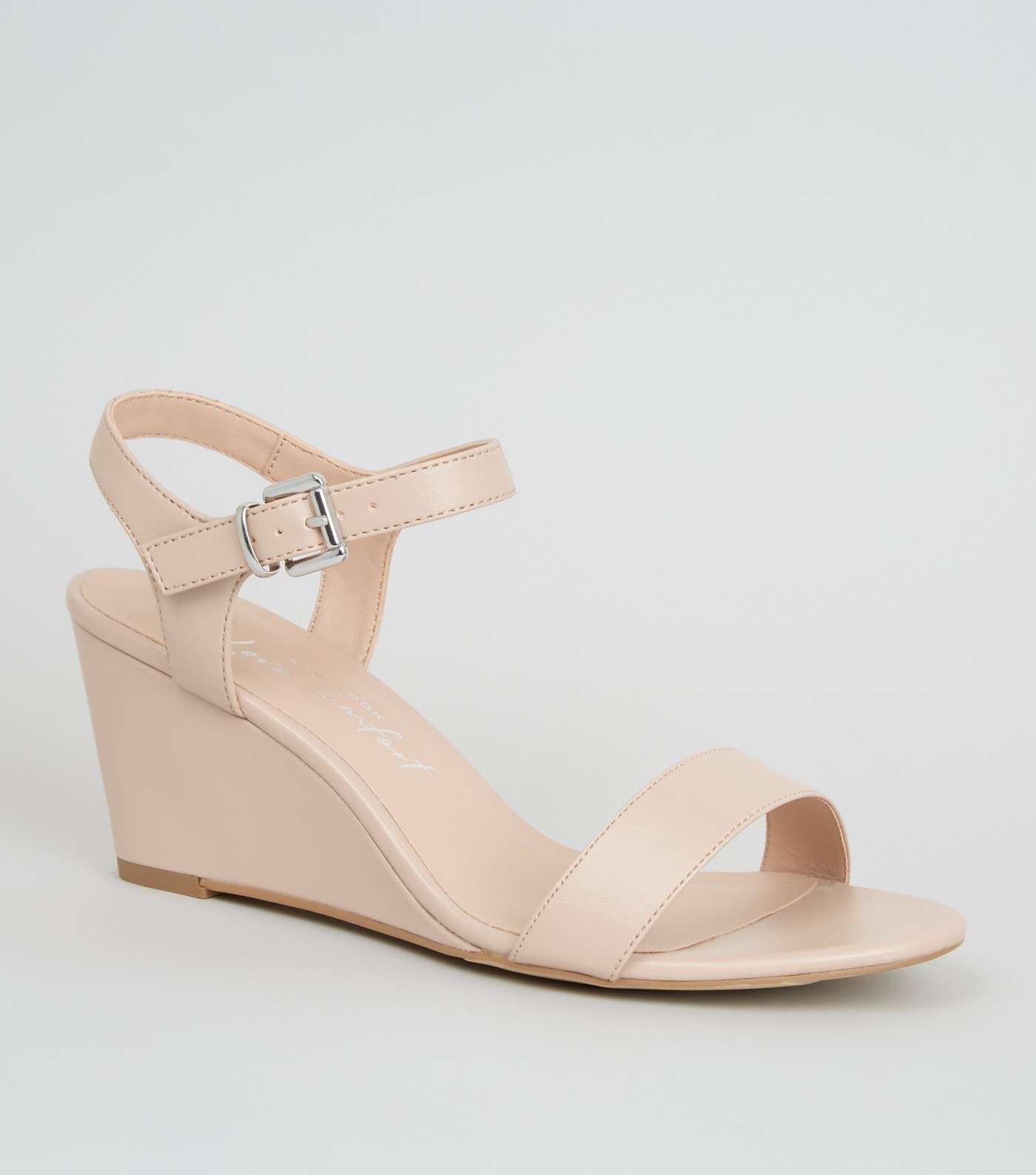 Wide Fit Pale Pink 2 Part Wedge Sandals