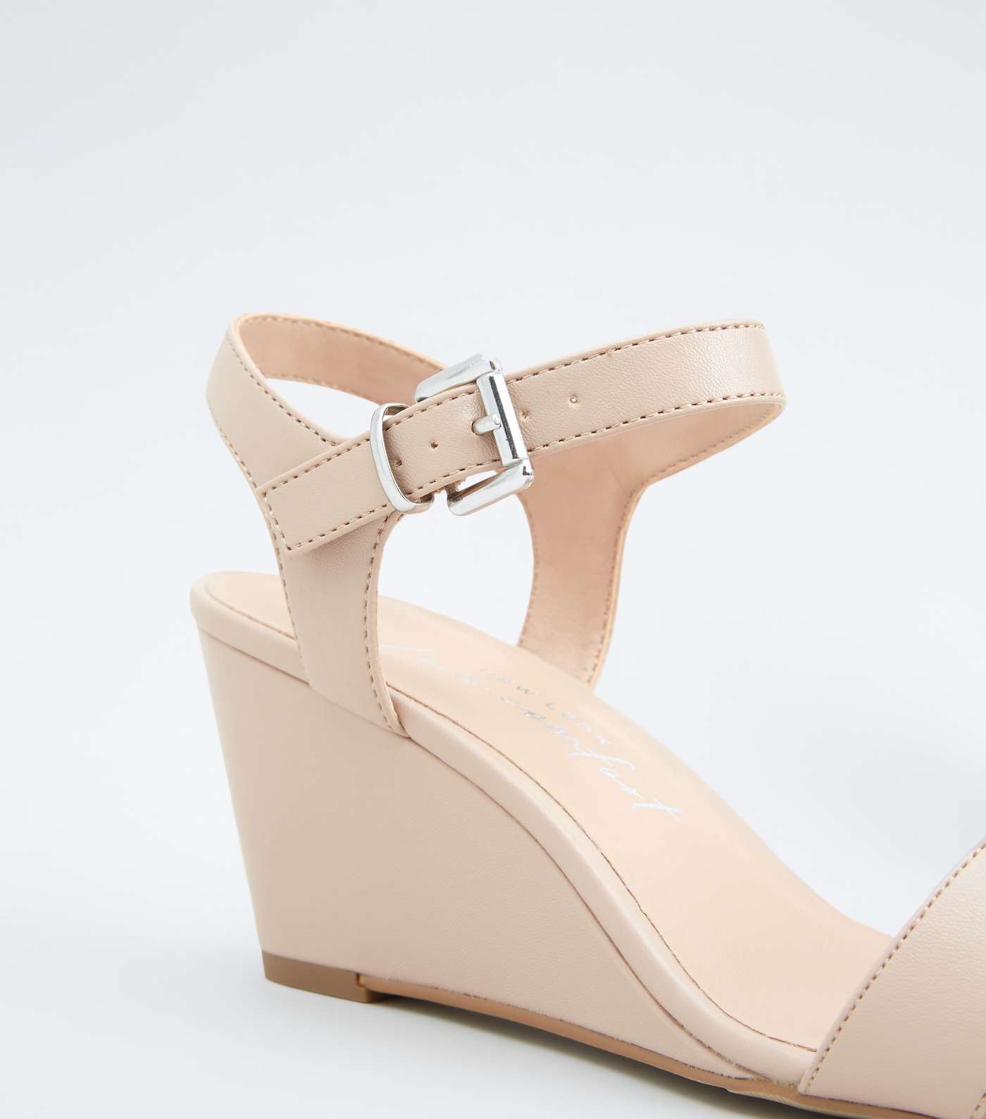 Wide Fit Pale Pink 2 Part Wedge Sandals Image 3