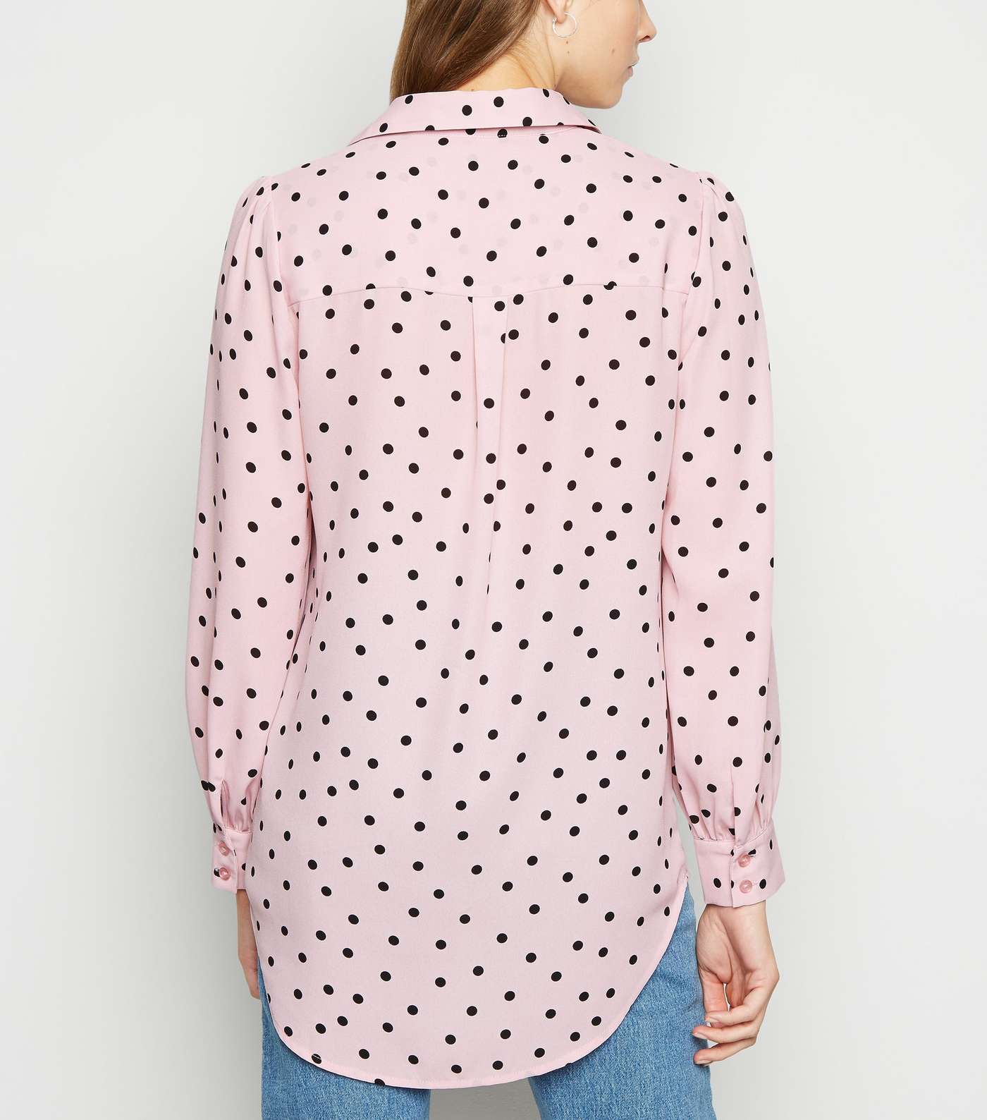 Pink Spot Dip Hem Long Sleeve Shirt Image 3