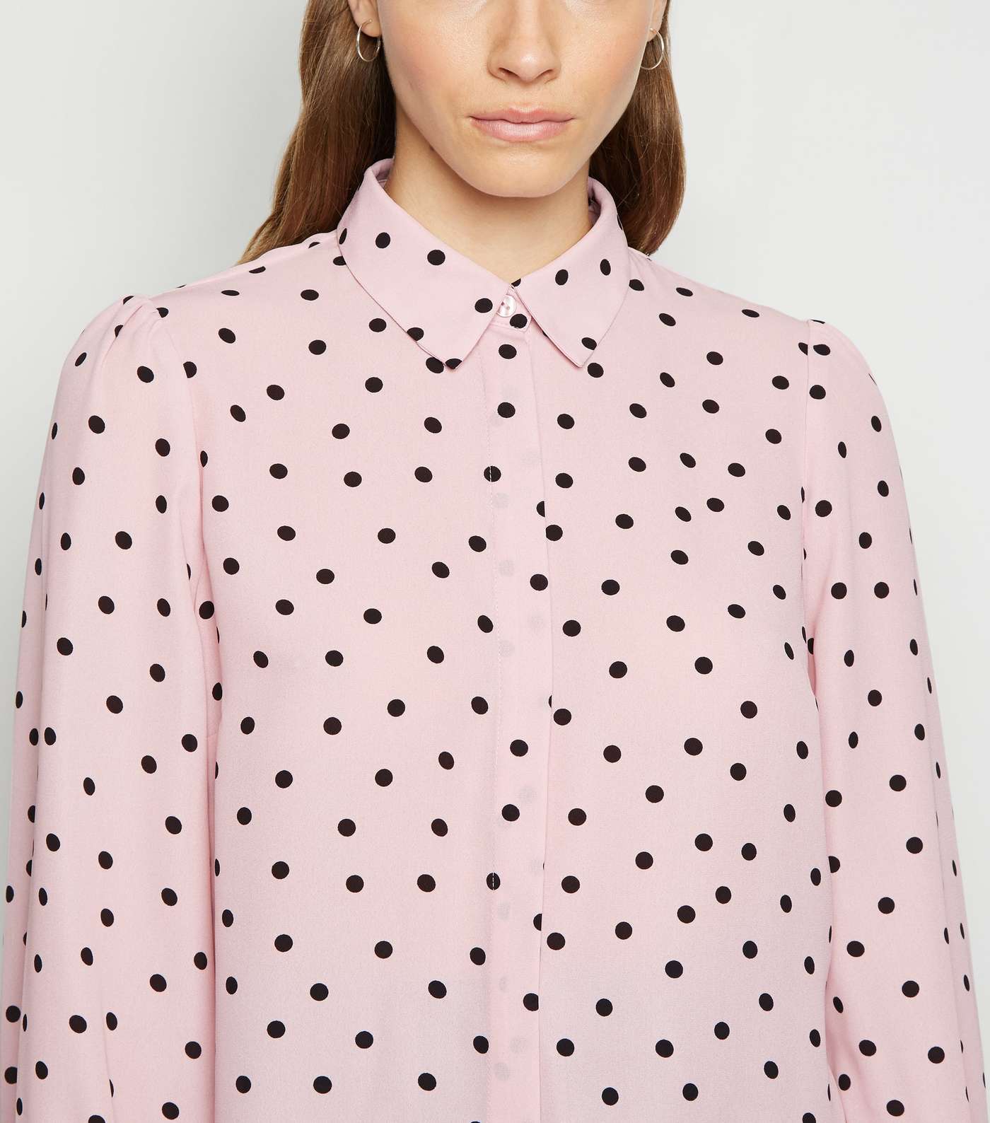 Pink Spot Dip Hem Long Sleeve Shirt Image 5