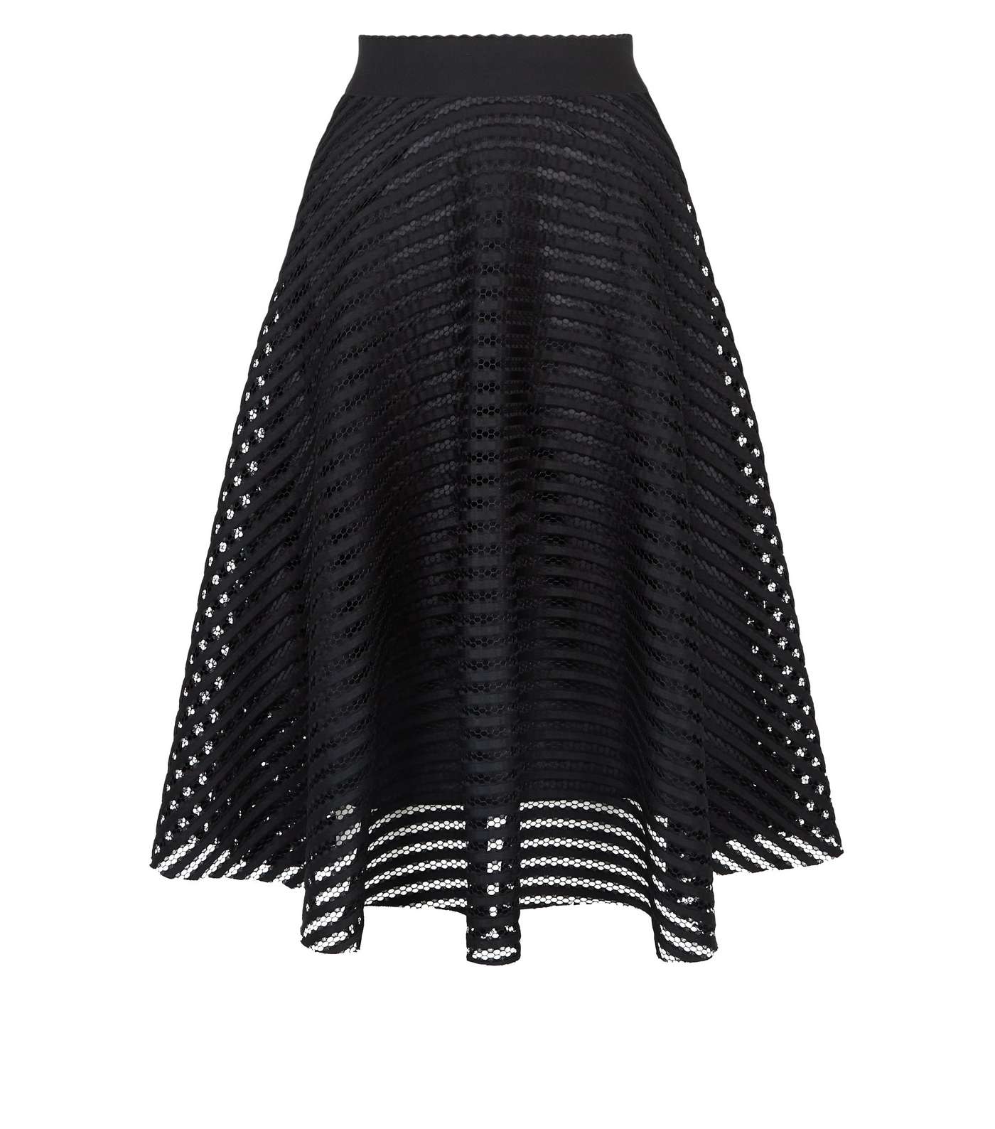 Black Stripe Mesh Circle Cut Skirt  Image 4