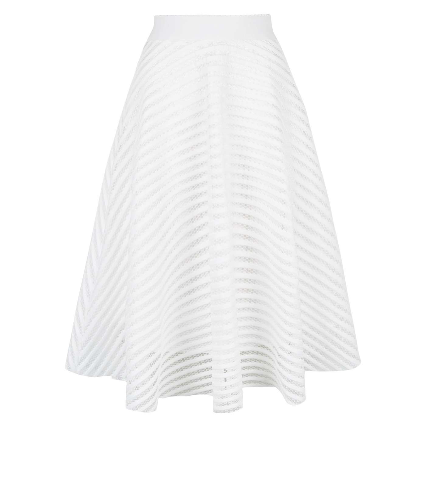 White Stripe Mesh Circle Cut Skirt  Image 4