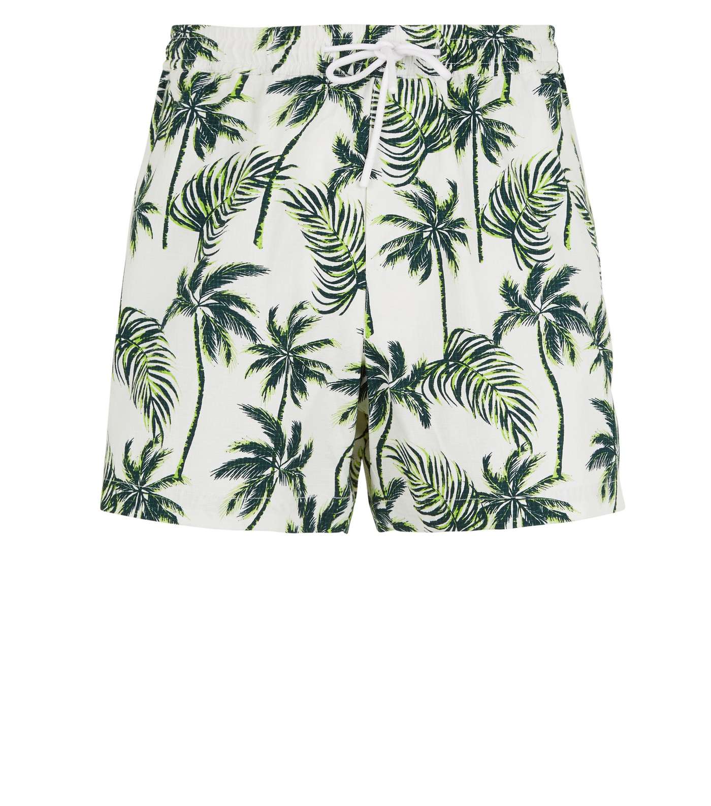 White Tropical Palm Print Shorts Image 4