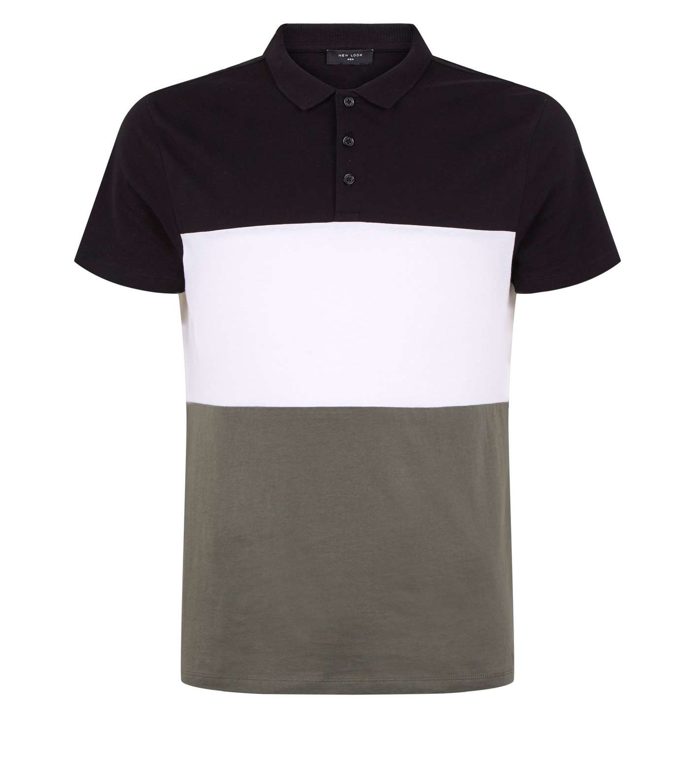 Olive Colour Block Muscle Fit Polo Shirt Image 4