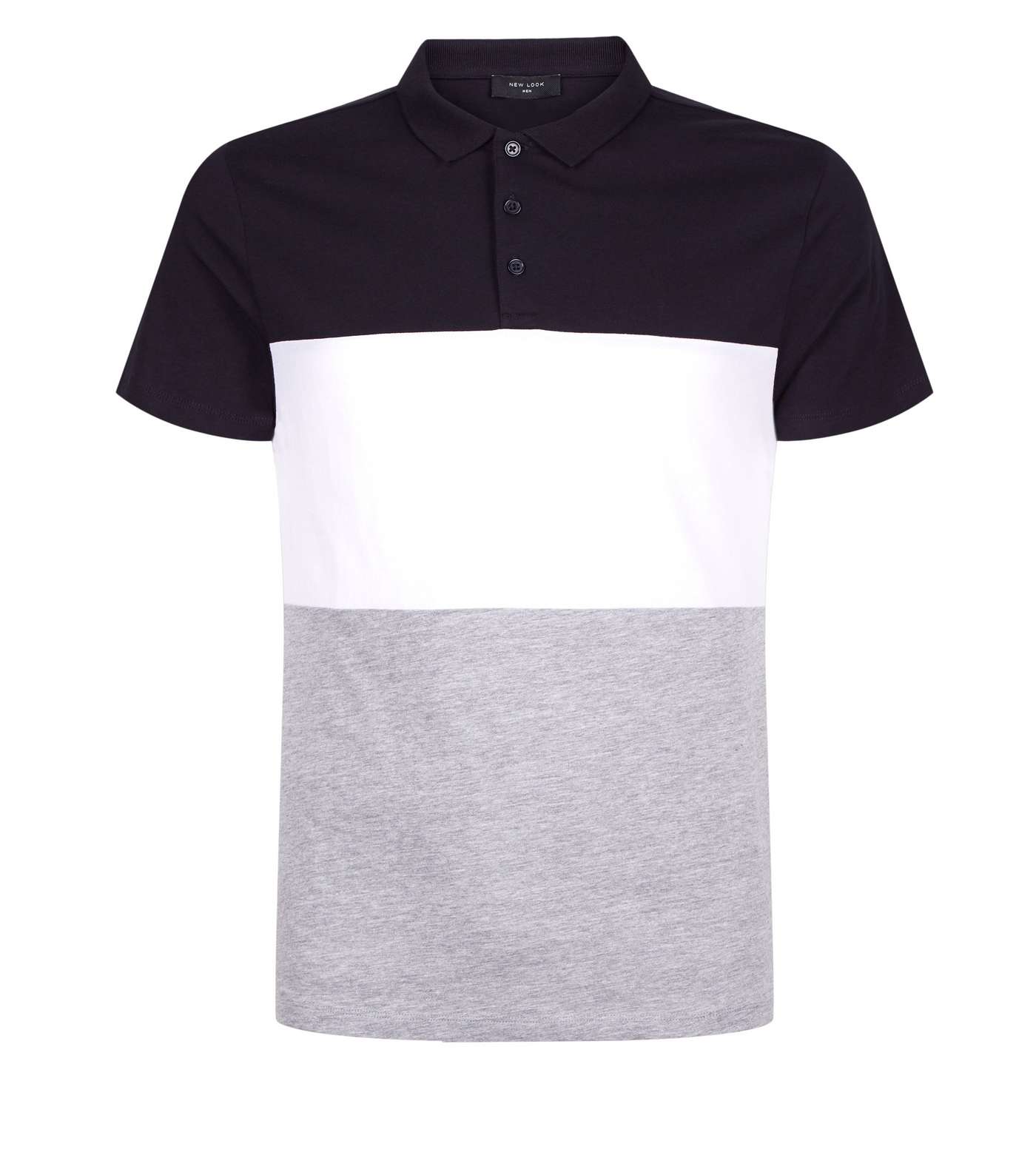 Navy Colour Block Muscle Fit Polo Shirt Image 4