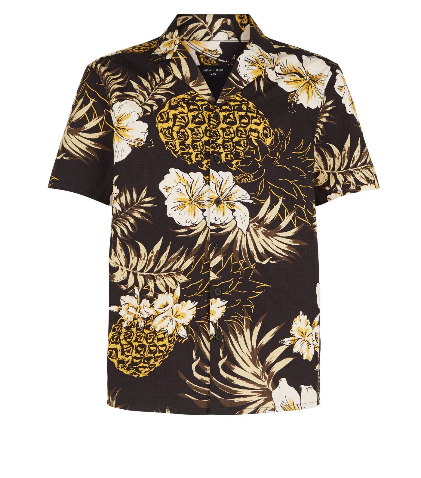 Black Tropical Pineapple Print Shirt Image 4
