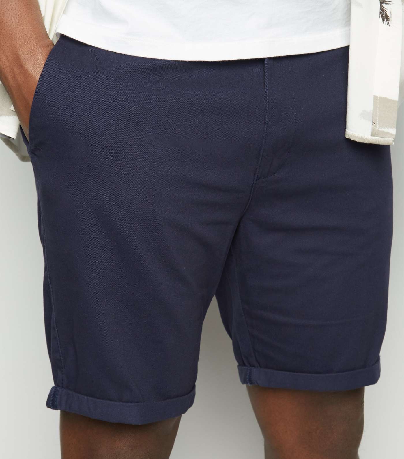 Plus Size Navy Chino Shorts Image 5