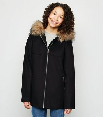 girls fur trim coat