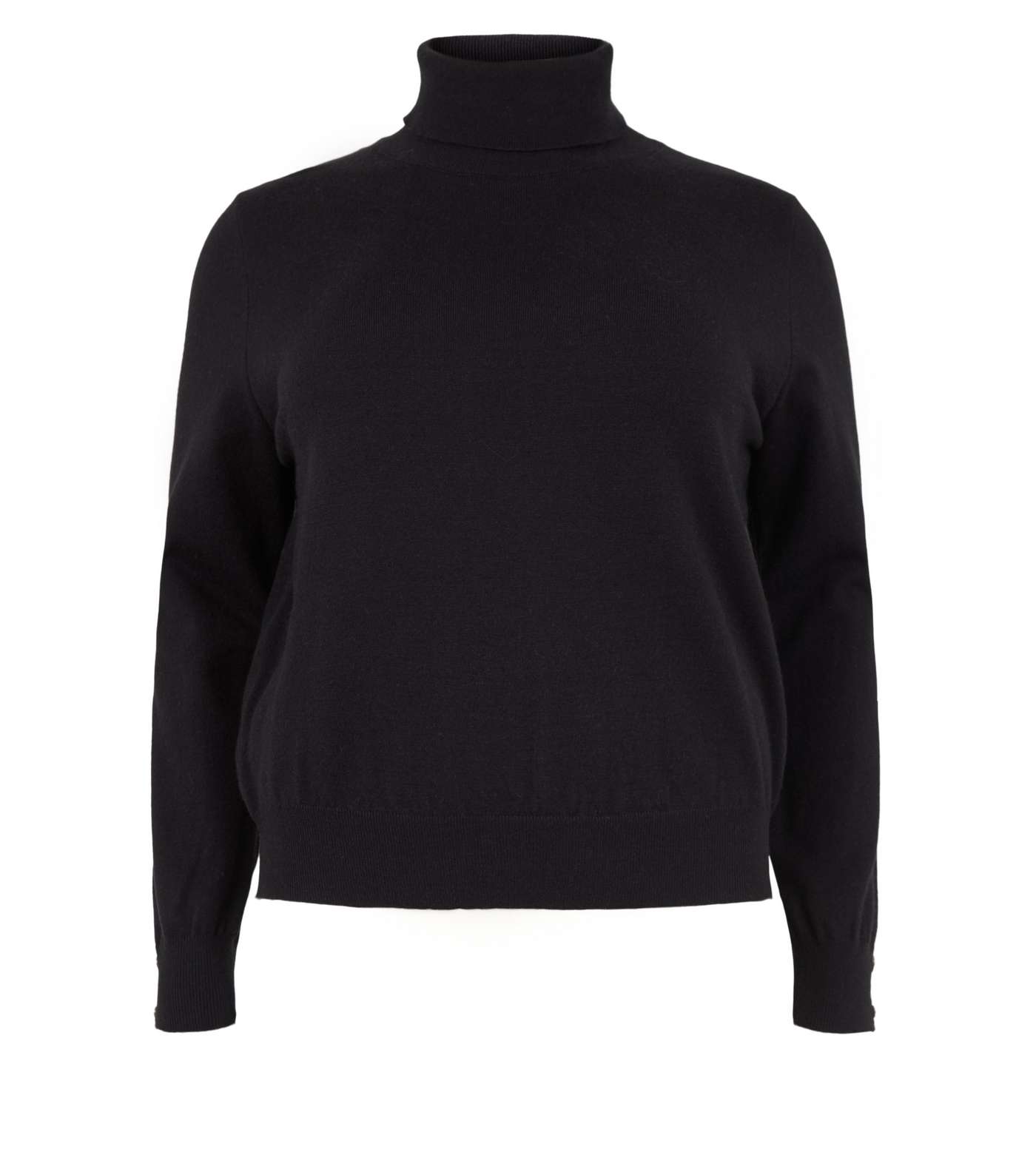Apricot Curves Black Roll Neck Button Sleeve Jumper Image 4