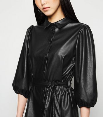 leather shirt dress new look