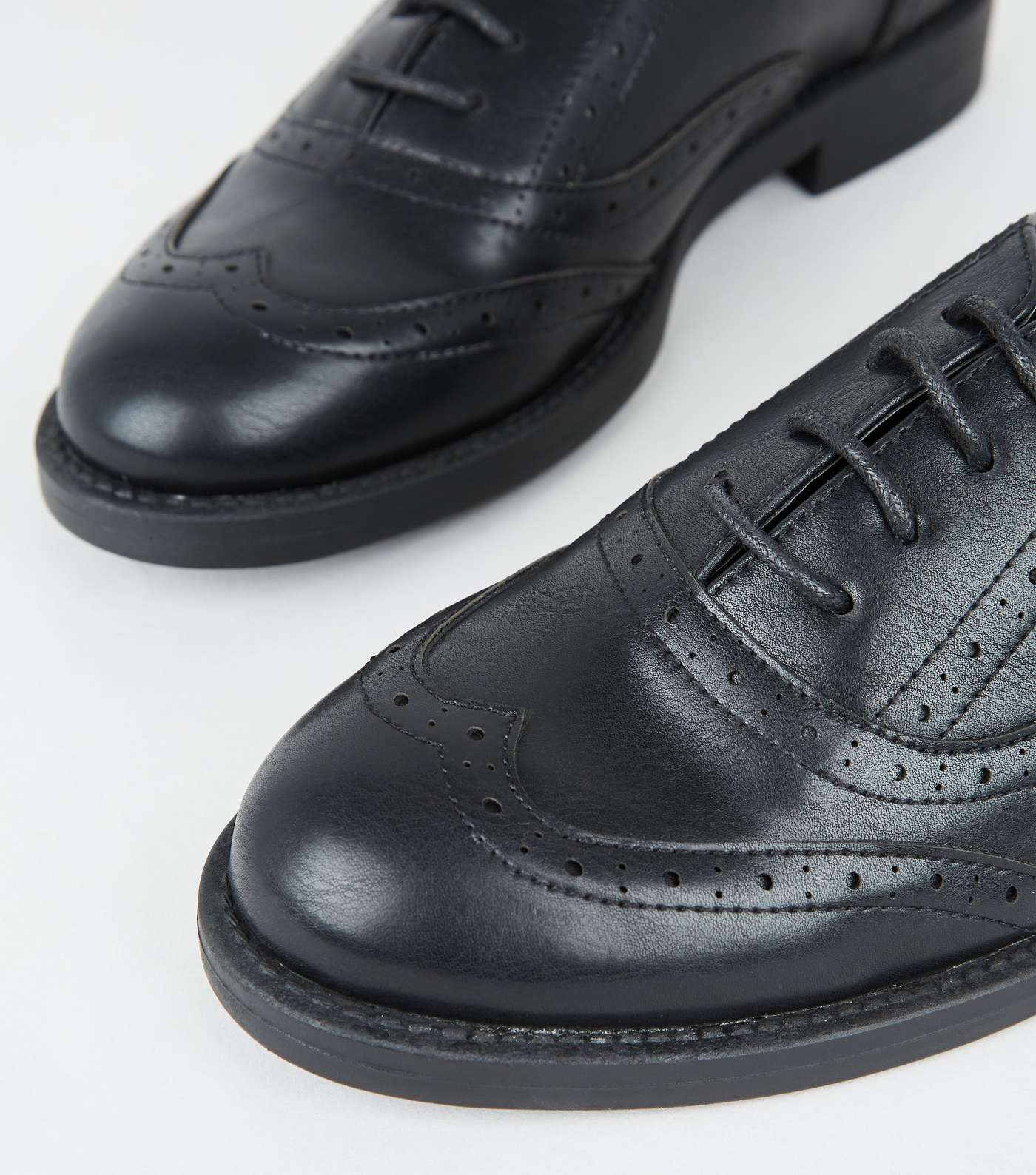 Girls Black Leather-Look Brogues Image 4