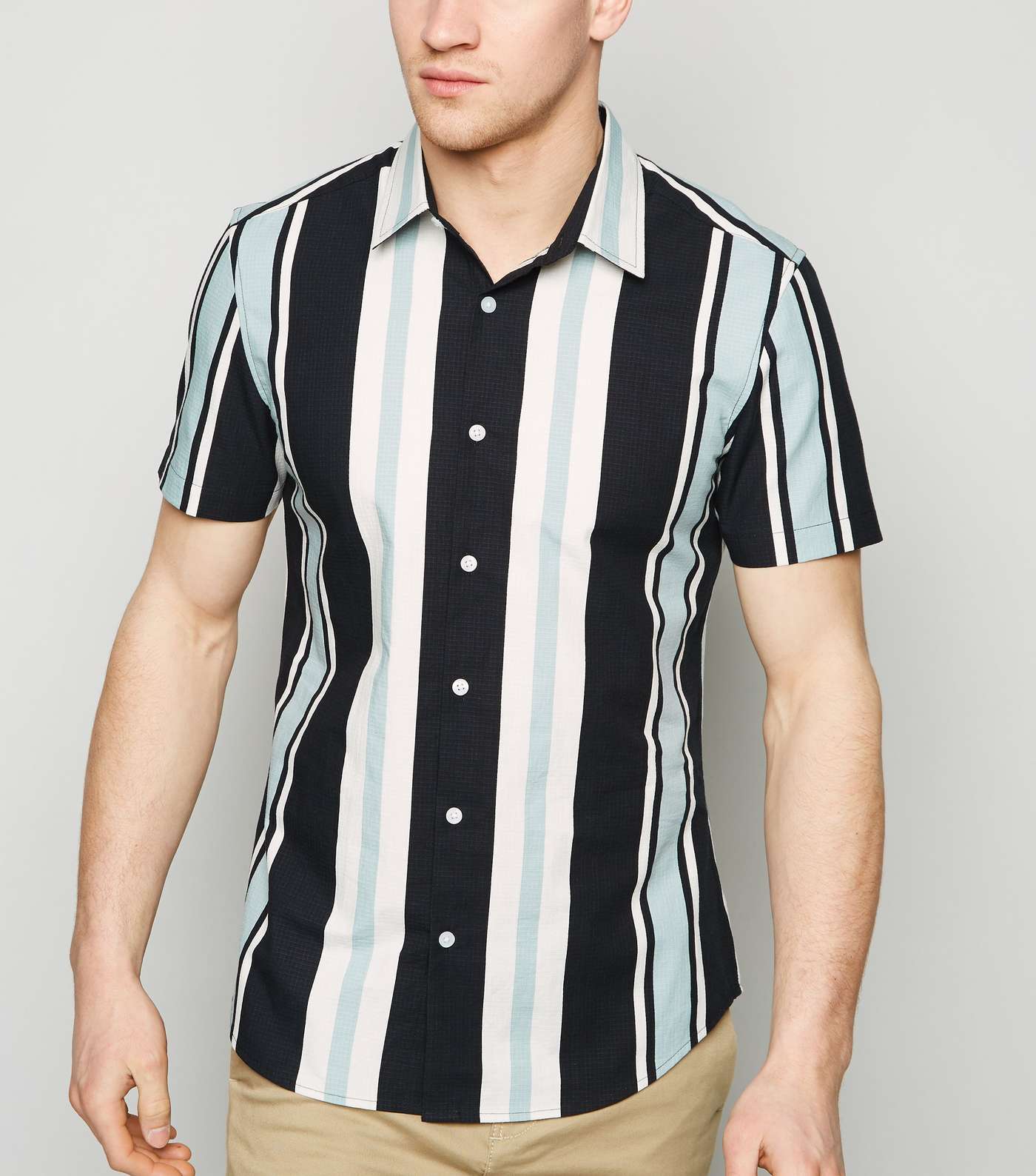 Pale Grey Stripe Short Sleeve Shirt