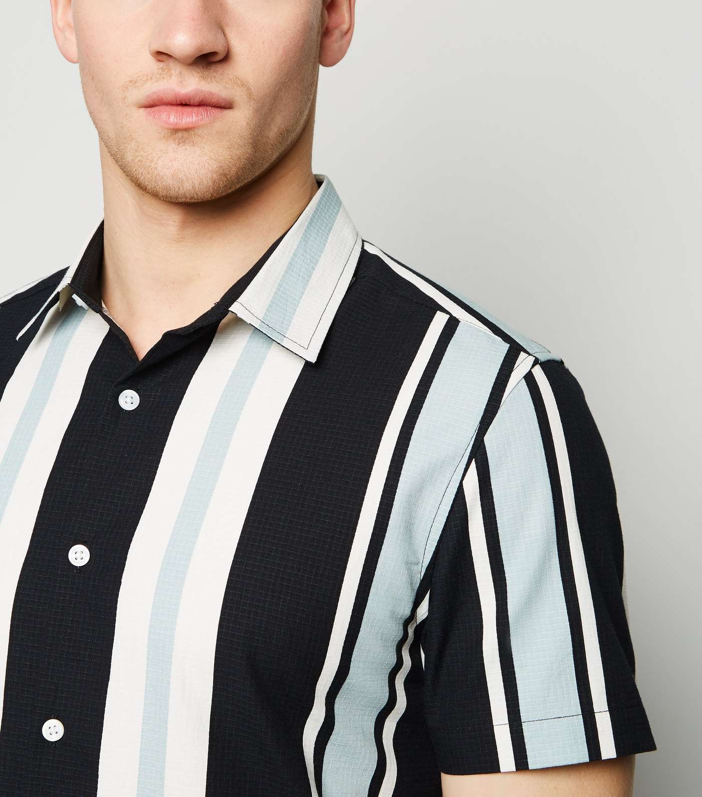 Pale Grey Stripe Short Sleeve Shirt Image 5