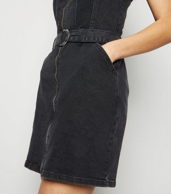 newlook black denim dress