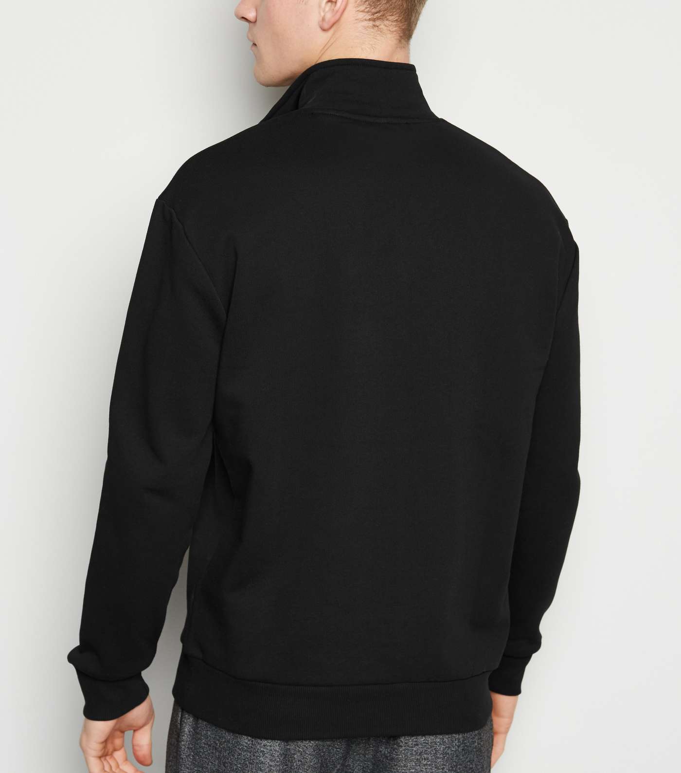Black Zip Neck Long Sleeve Sweatshirt Image 3