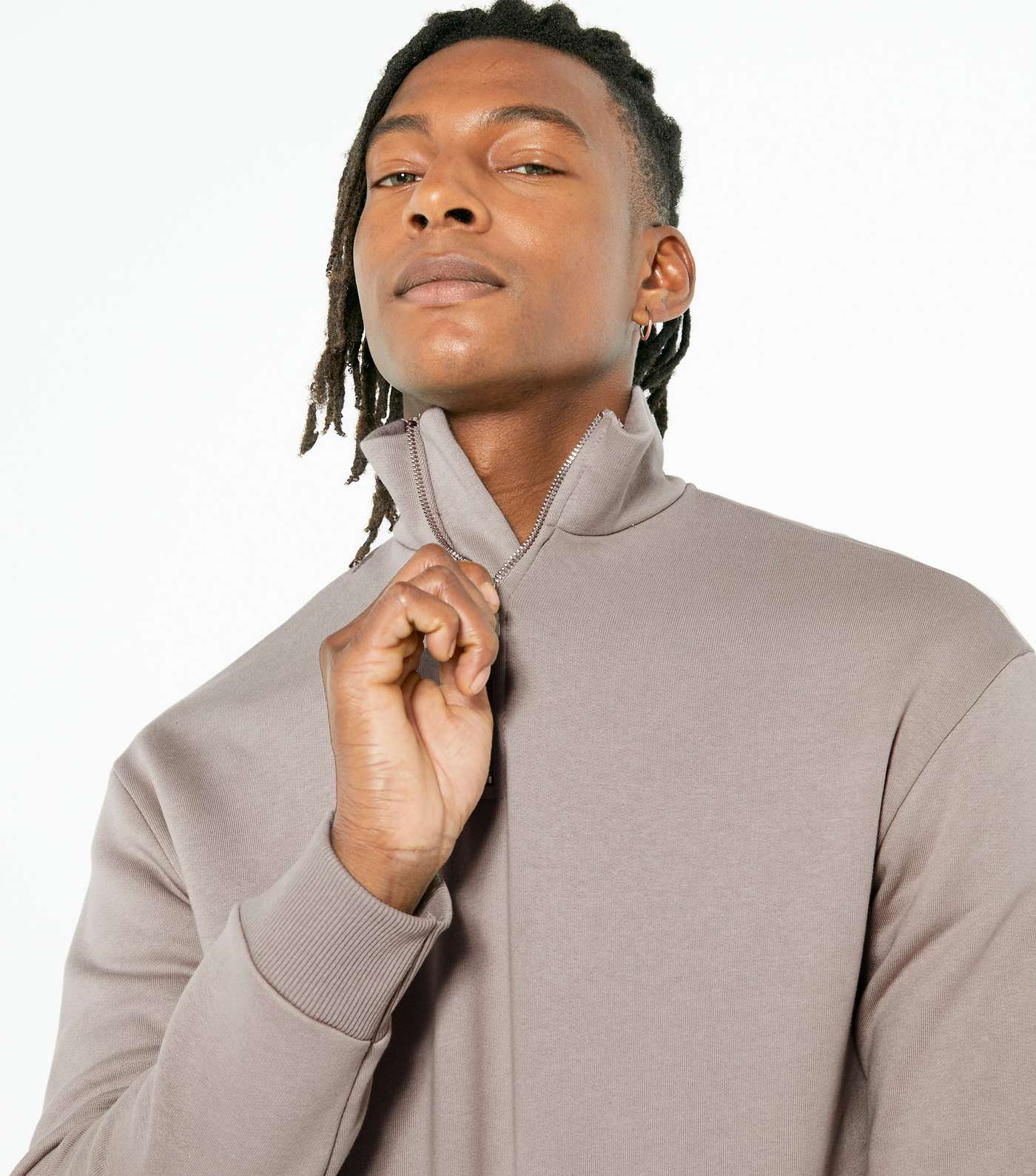 Mink Zip Neck Long Sleeve Sweatshirt Image 3