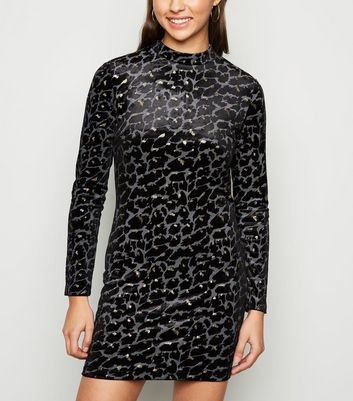 velvet animal print dress