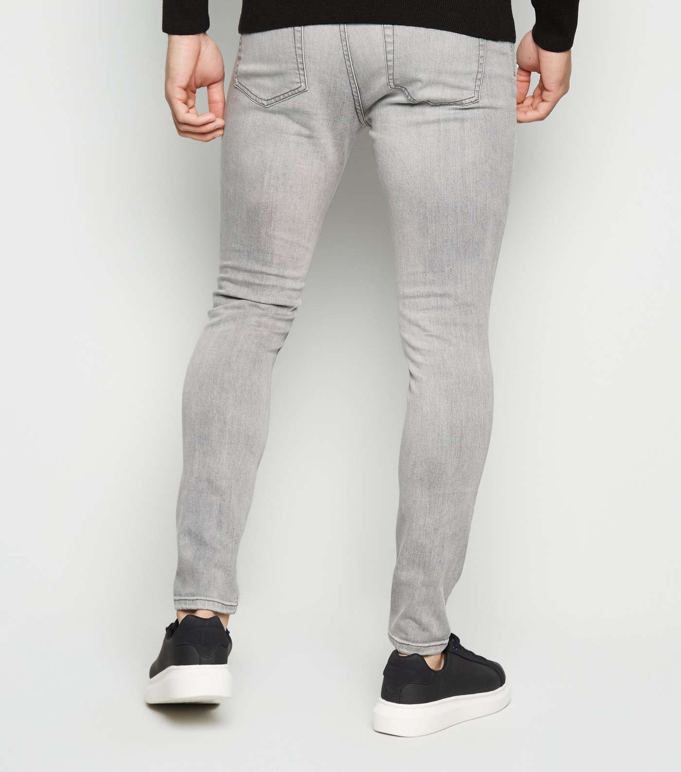 Pale Grey Ripped Spray On Skinny Jeans Image 3