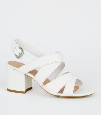 Chania Thick Strappy Block Heel Sandal in White – Miss Diva