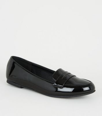 Girls Black Patent Loafers | New Look