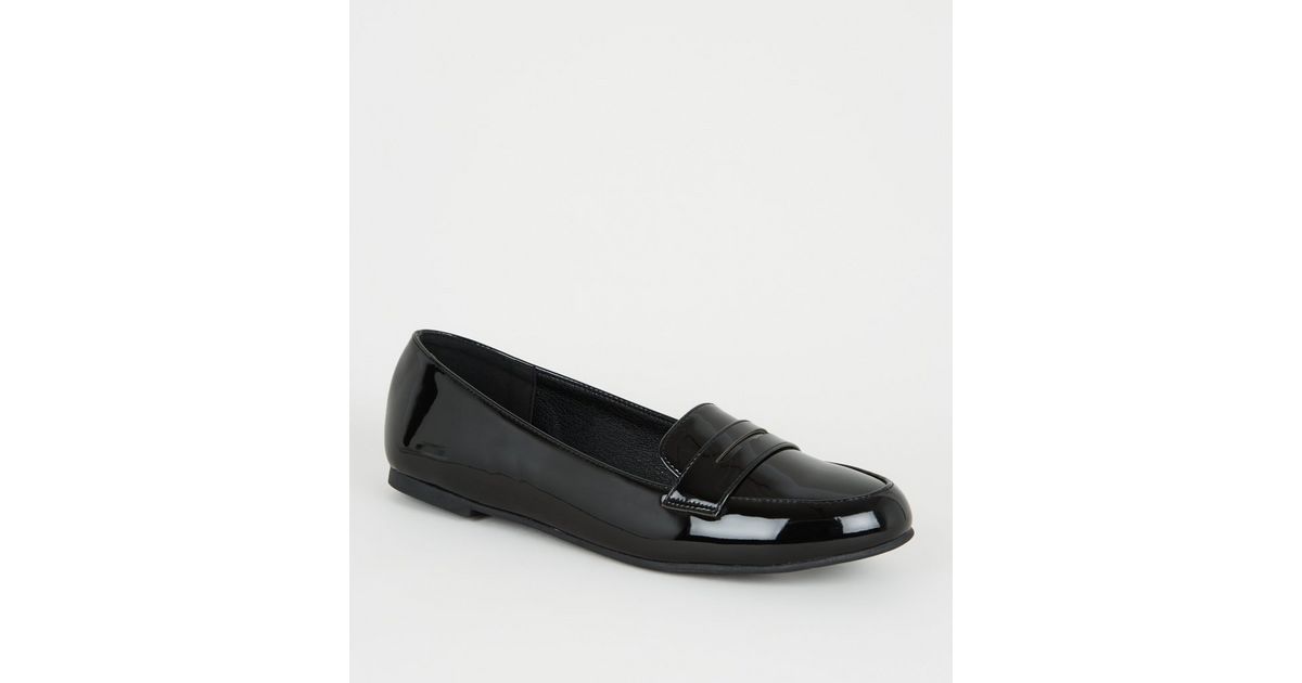 Girls Black Patent Loafers New Look