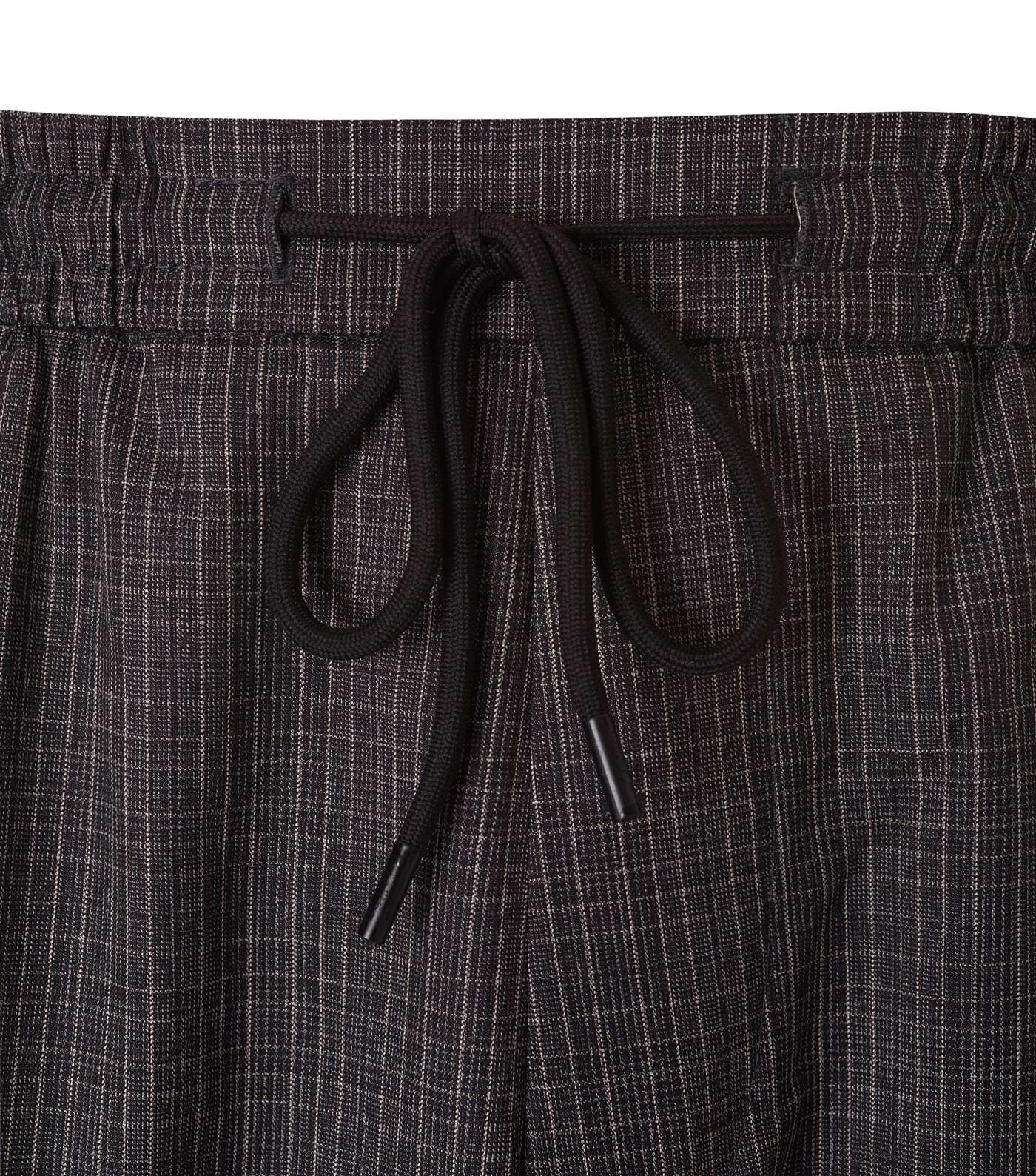 Plus Size Dark Grey Check Pull On Trousers Image 3