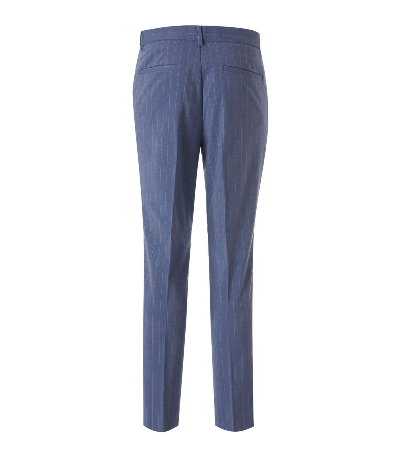 Pale Blue Pinstripe Skinny Crop Trousers Image 2