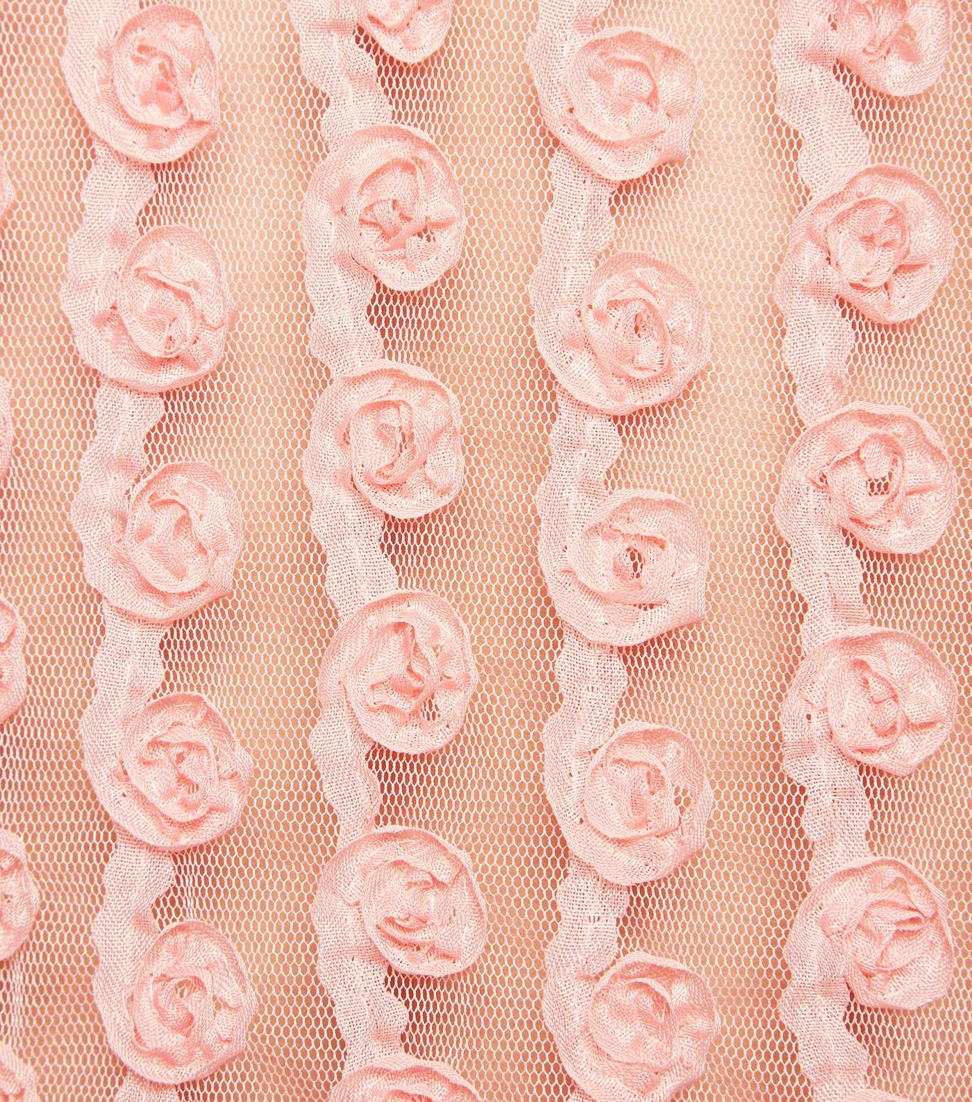 Mid Pink 3D Mesh Floral Top Image 6