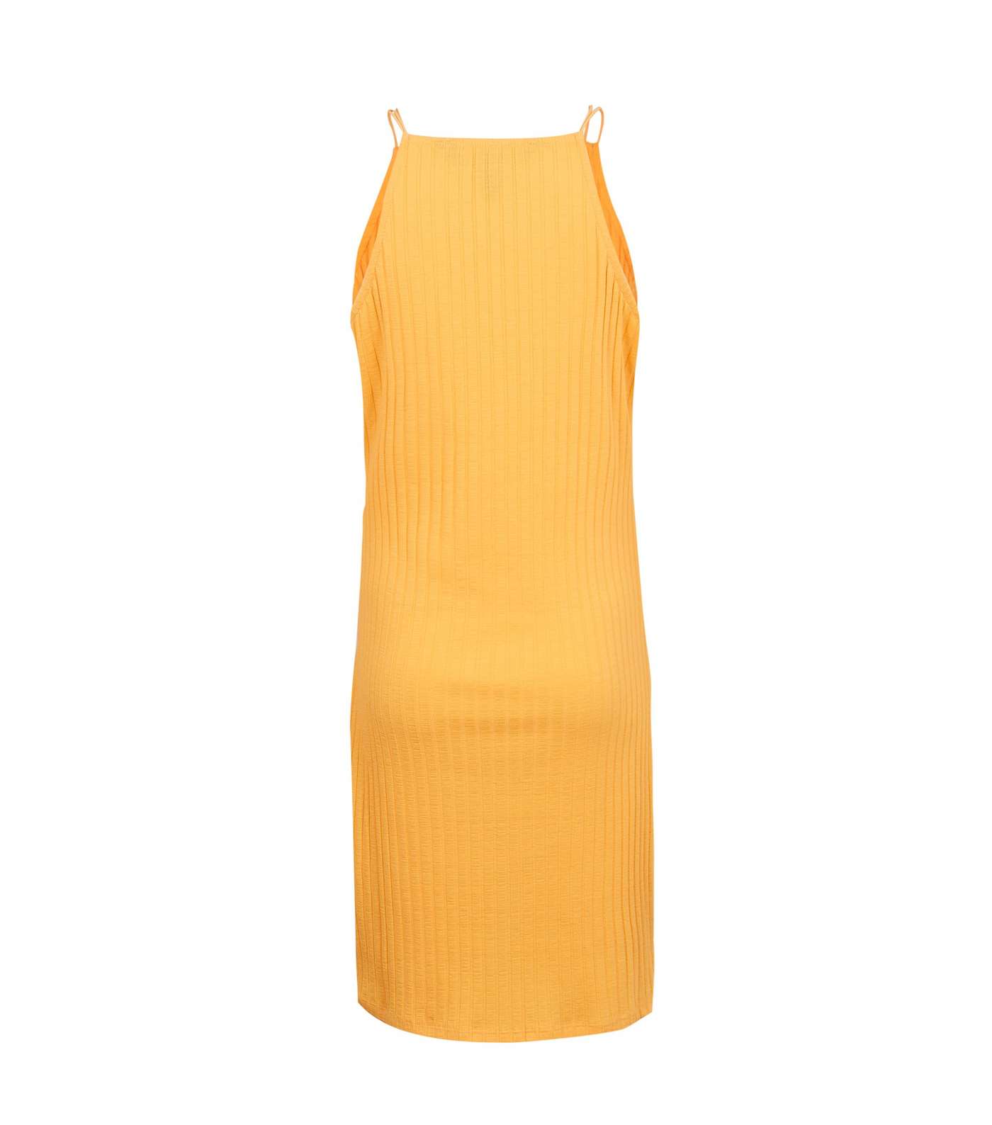 Girls Yellow Ribbed Mini Dress Image 3