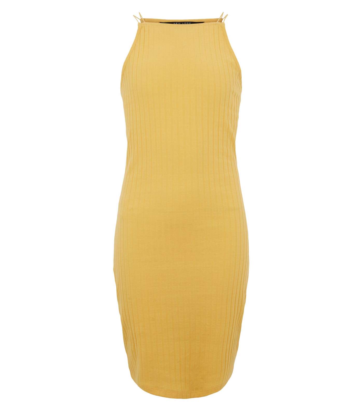 Girls Yellow Ribbed Mini Dress Image 5