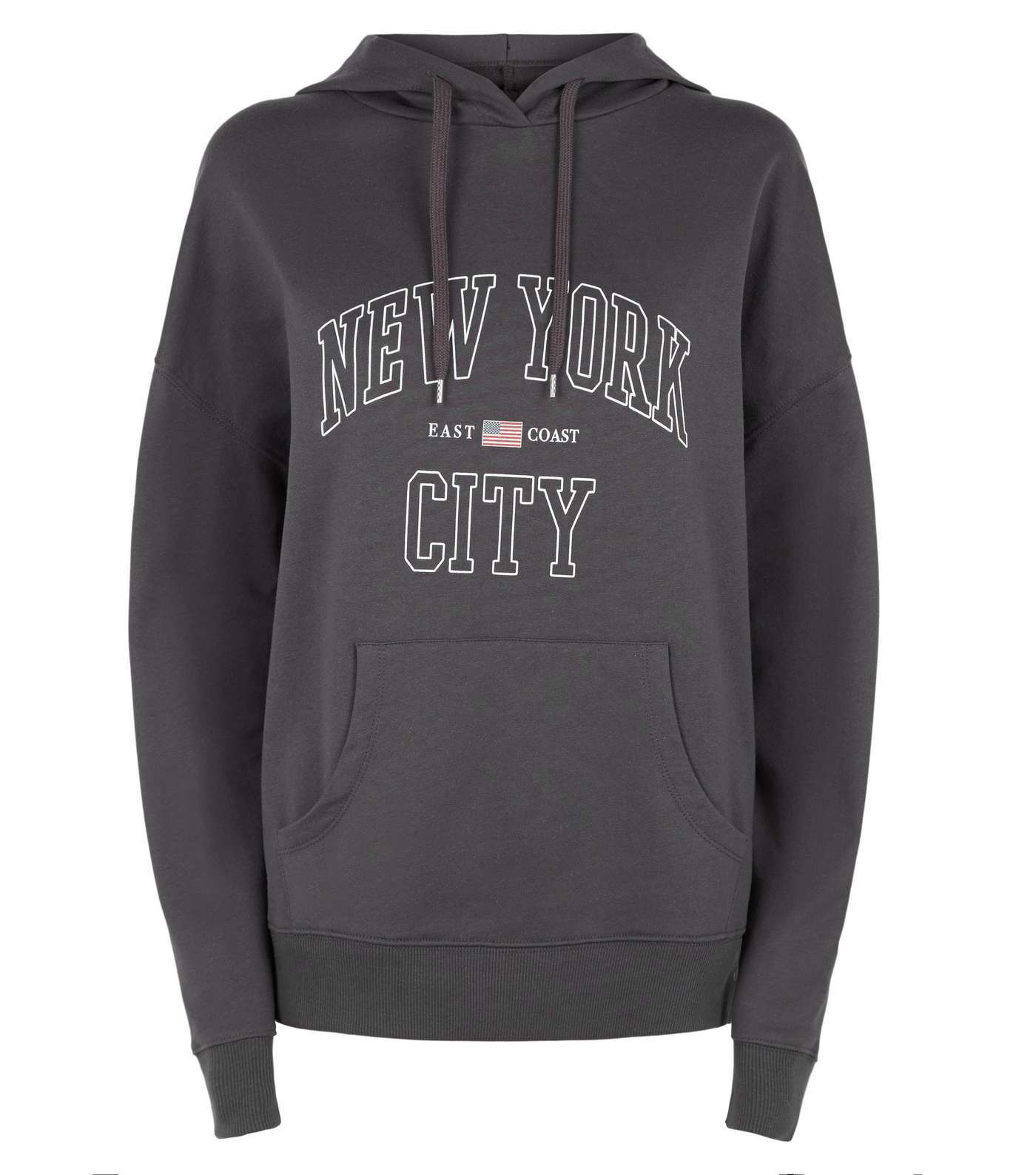 Dark Grey New York City Slogan Hoodie Image 4