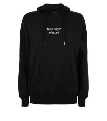 Be happy black and clearance white hoodie