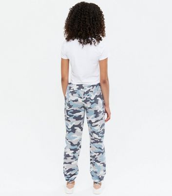 Blue camo joggers womens sale