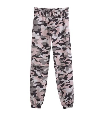 MISSGUIDED blush wrap front camo cargo trousers – pale pink camouflage pants