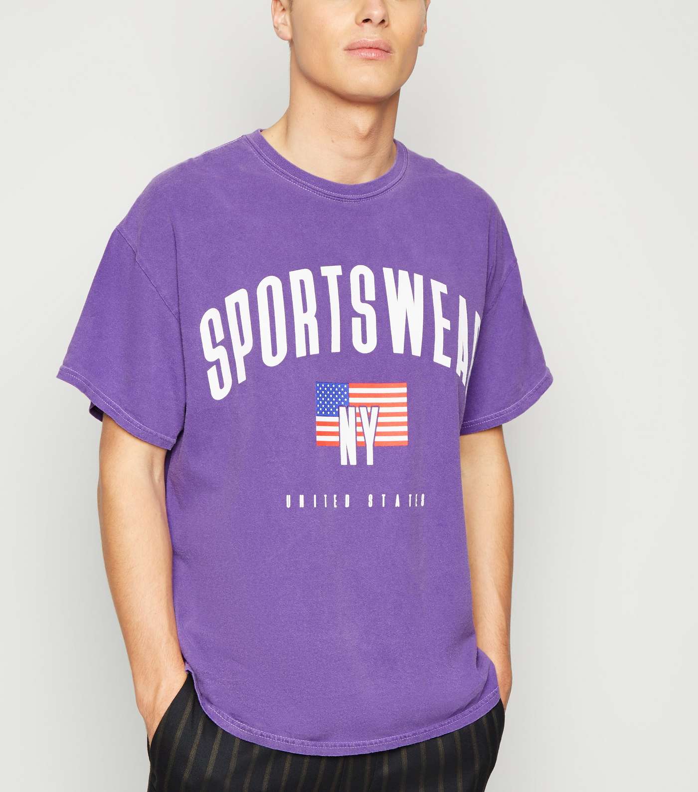 Lilac Overdyed Sportswear Slogan T-Shirt