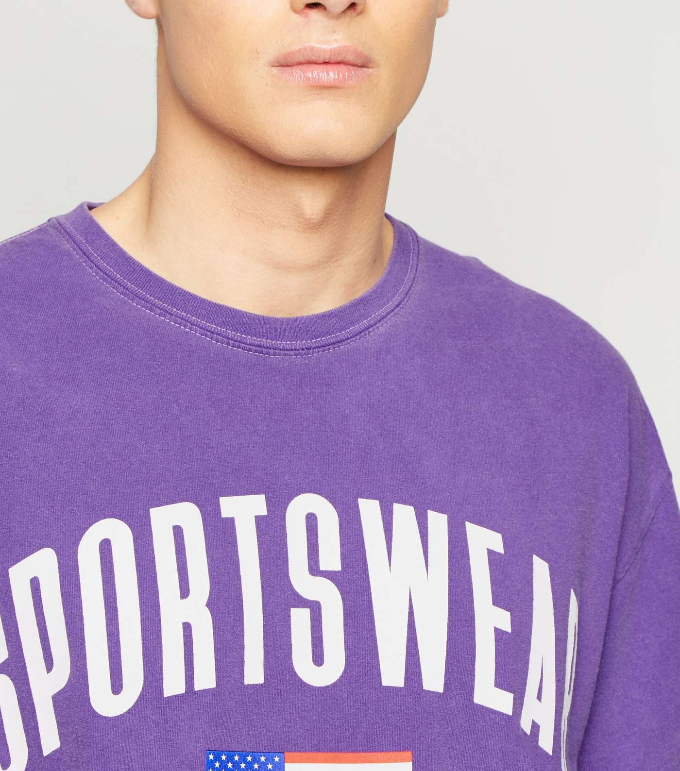 Lilac Overdyed Sportswear Slogan T-Shirt Image 5