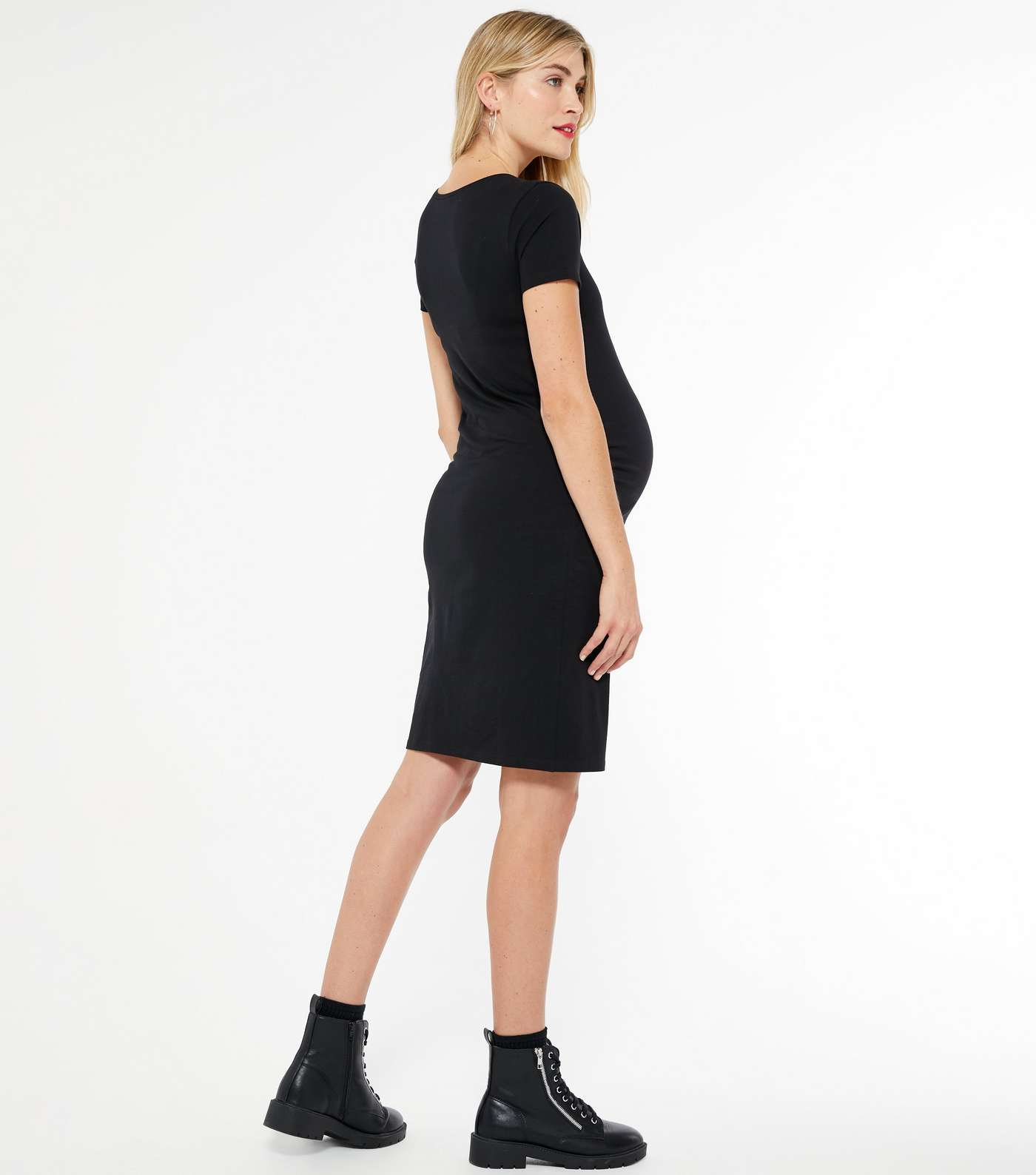 Maternity Black Short Sleeve Dress Image 3