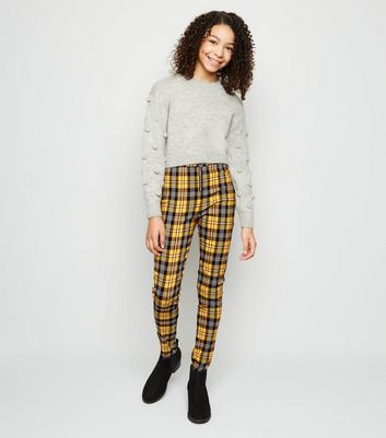 Checked discount yellow trousers