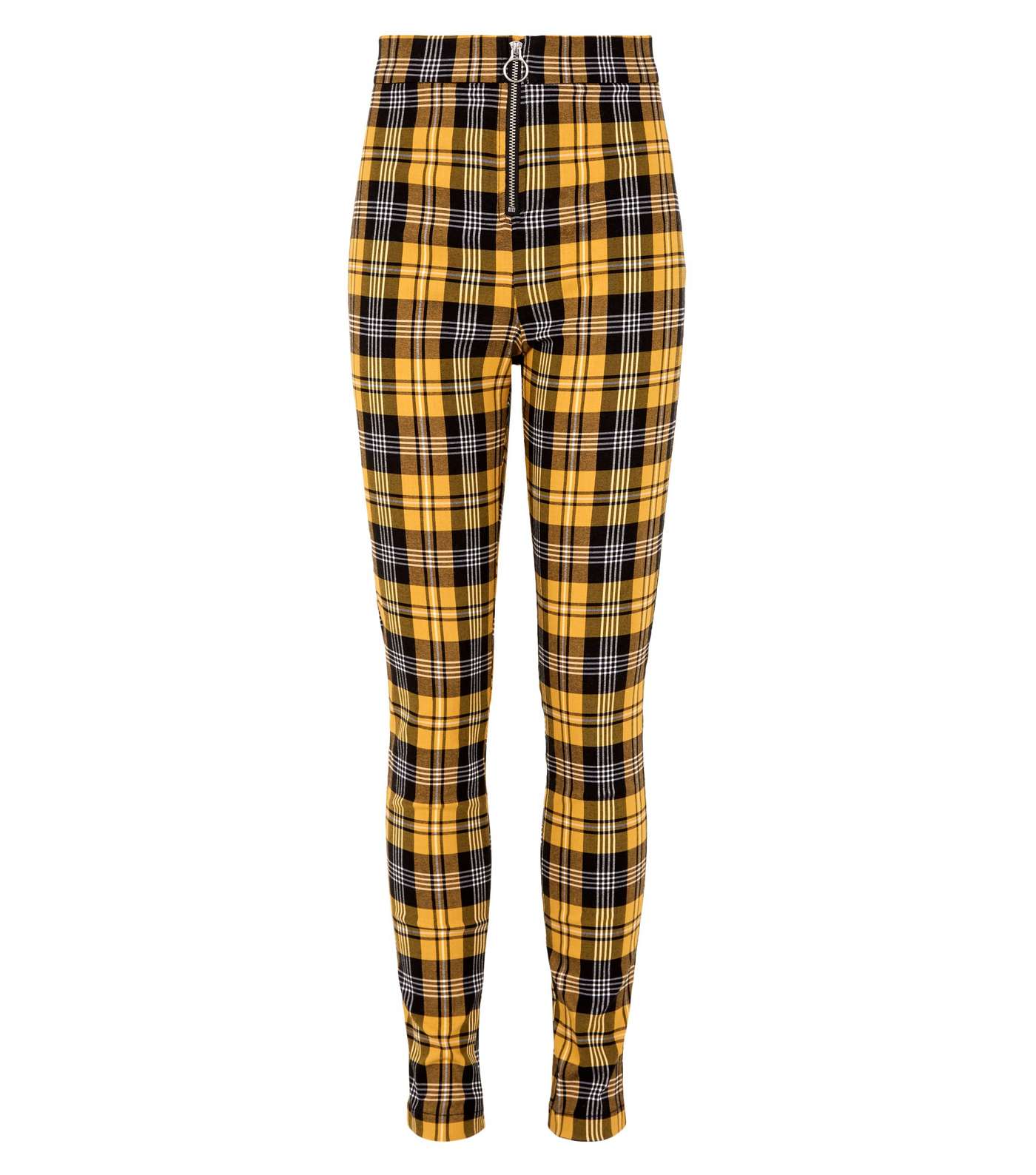 Girls Yellow Check Ring Pull Trousers Image 4