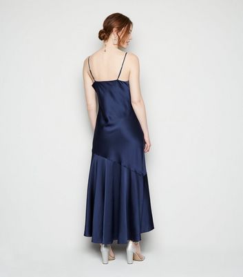 satin frill midi dress