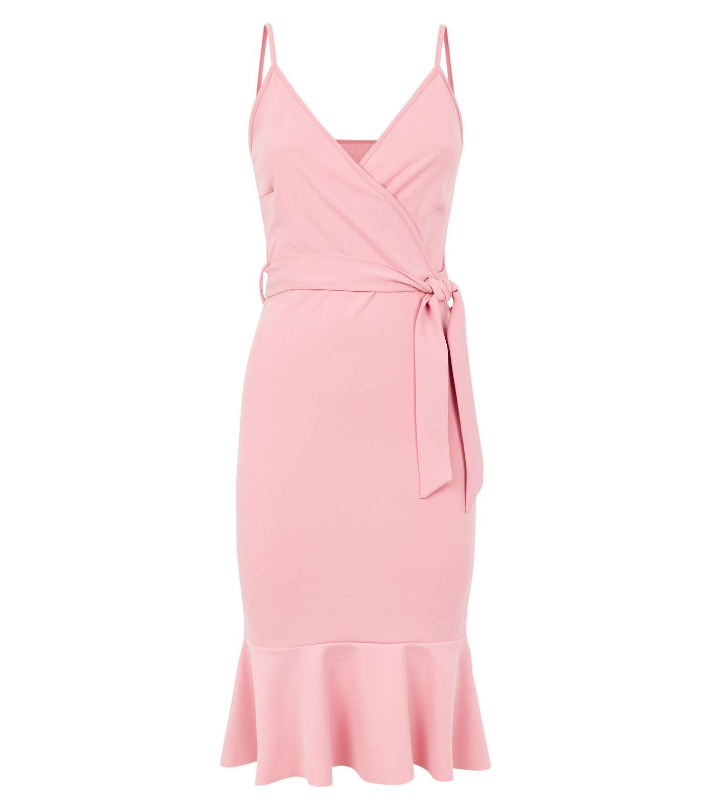 Missfiga Pink Frill Wrap Midi Dress Image 4